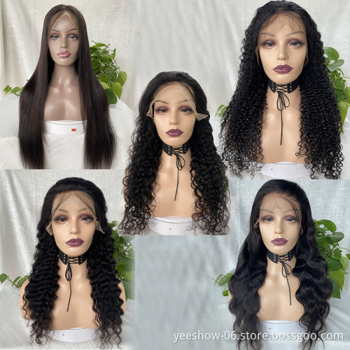 Natural Wave 13*4 Lace Frontal Human Virgin Hair Wigs Full Cuticle Aligned Unprocessed Indian Virgin Hair Wigs Body Wave